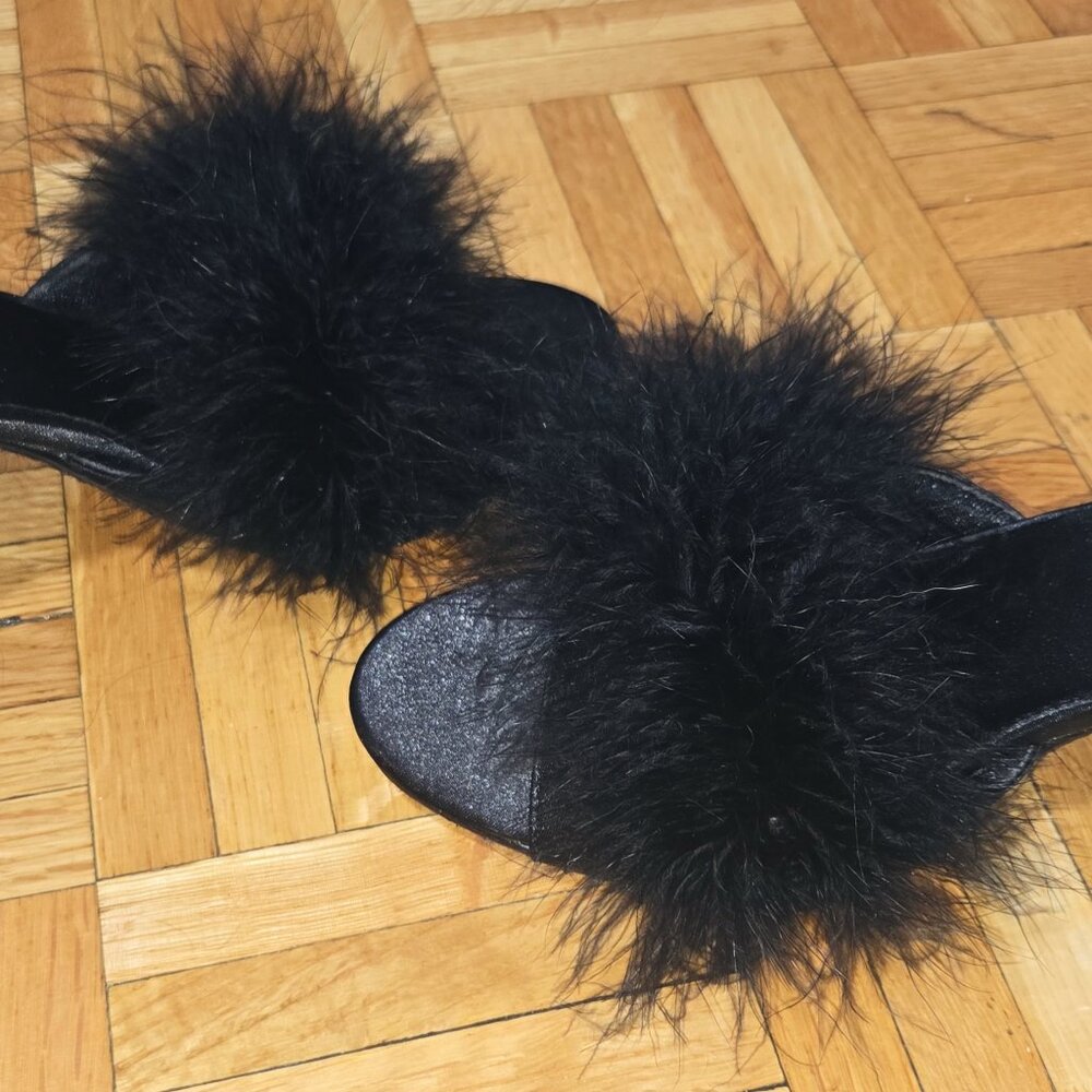 Maribou Satin Heels - Picture 2 of 3